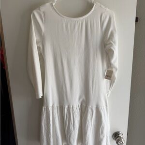 Free People White Long Sleeve Mini Dress